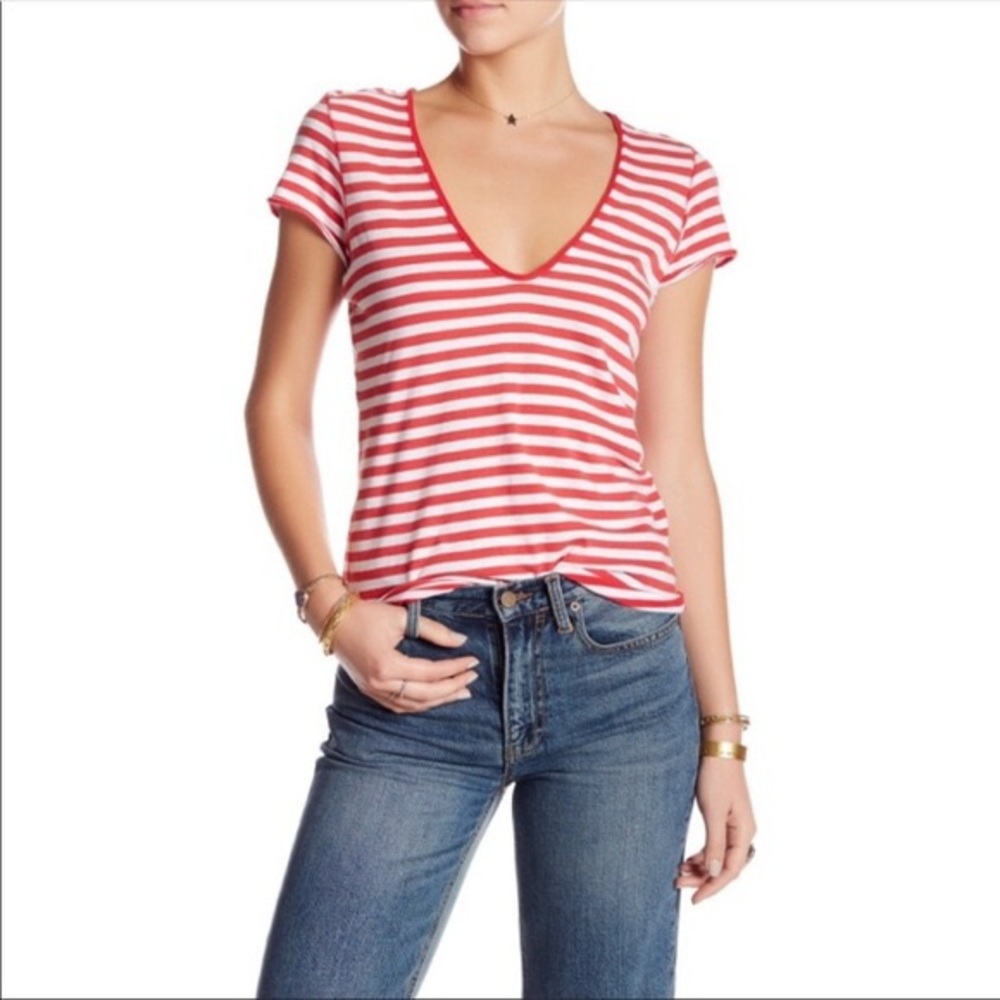 Free People Avery Red Stripe Tee